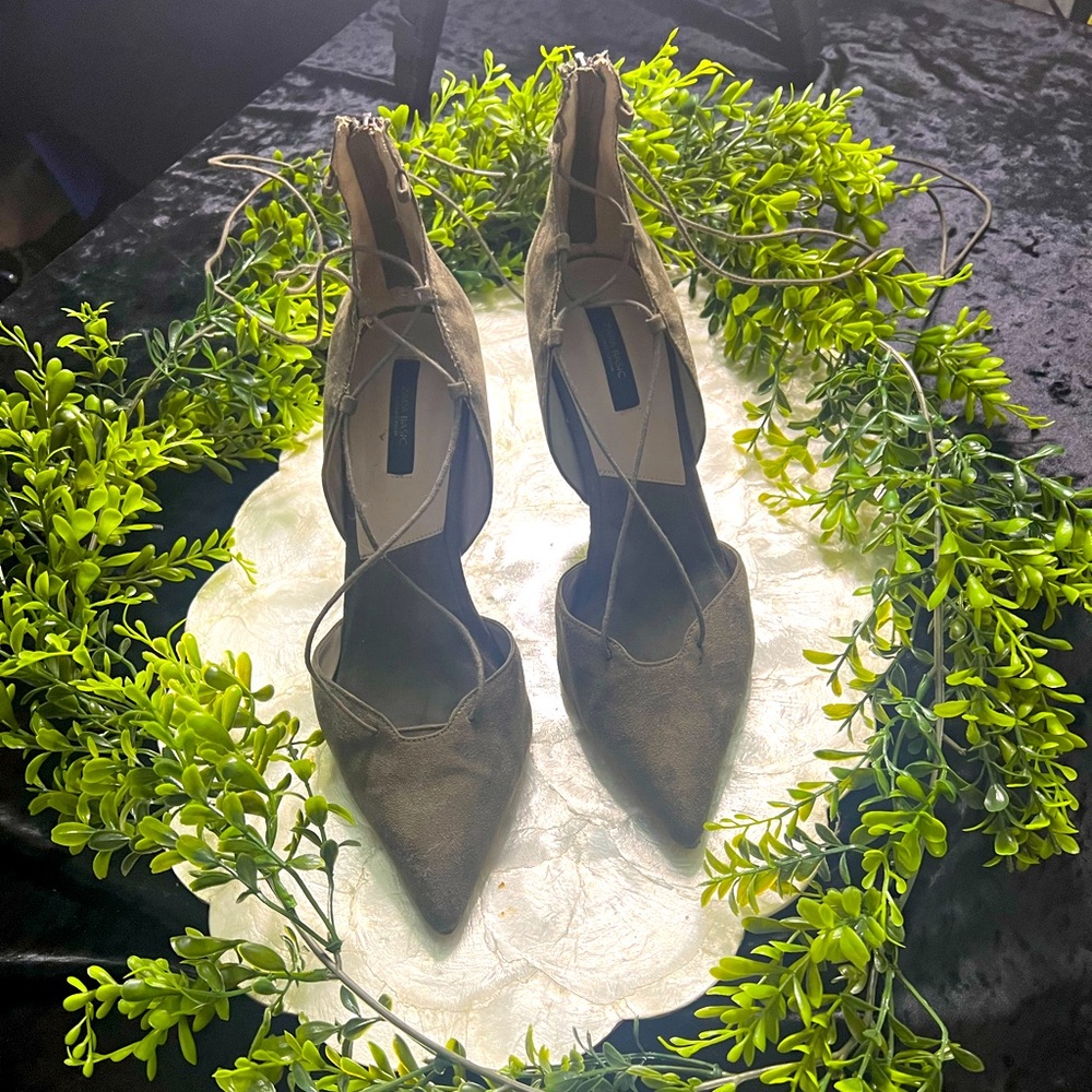 Olive, green suede Zara heels